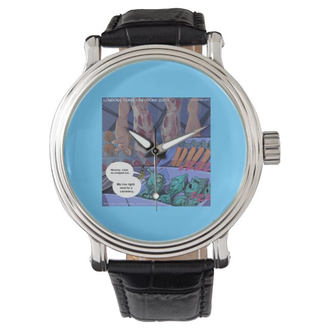 Lebensmittelgeschäft Friedhof Funny/Traurige Vegan Armbanduhr (Vorderseite)