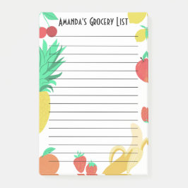 Lebensmittelgeschäft Frischobst Liste Planung und Post-it Klebezettel