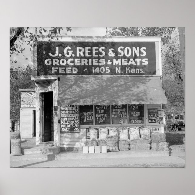 Lebensmittelgeschäft & Füttre Store, 1938. Vintage Poster (Vorne)
