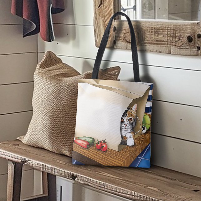 Lebensmittelgeschäft Papiertasche Katze Küche Blau Tasche (Von Creator hochgeladen)