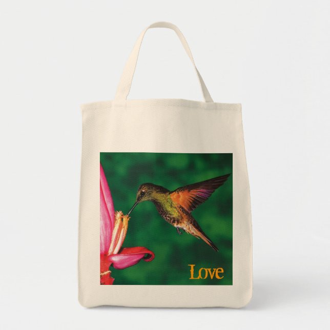Lebensmittelgeschäft-Tasche "Liebe-Kolibri " Tragetasche (Vorne)