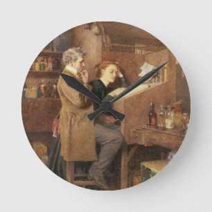 Lebensmittelhändler und Ehefrau, 1868 Runde Wanduhr