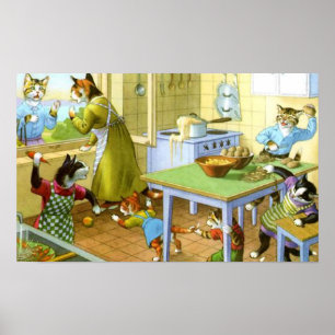 Lebensmittelkampf in der KätzchenHaushaltspresse Poster