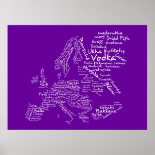 Lebensmittelkarte Europas (Lila) Poster