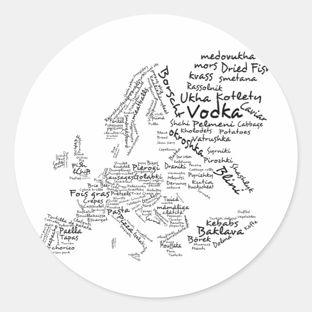 Lebensmittelkarte Europas Runder Aufkleber (Vorderseite)