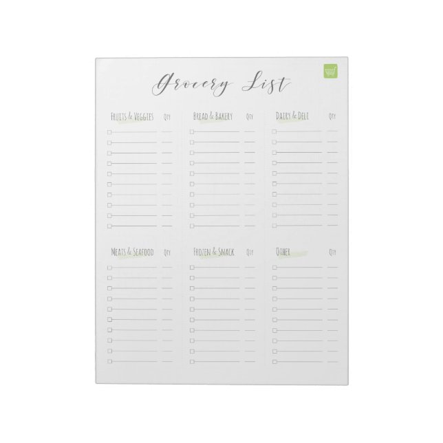 Lebensmittelliste Notepad Notizblock (Rotiert)
