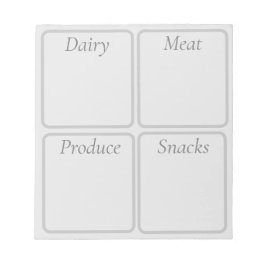 Lebensmittelliste Notizblock