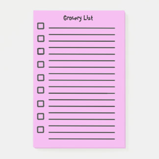 Lebensmittelliste Rosa Sticky Notes 2. Ausgabe Post-it Klebezettel