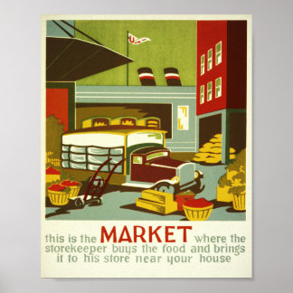 Lebensmittelmarkt... Vintages US-Poster Poster