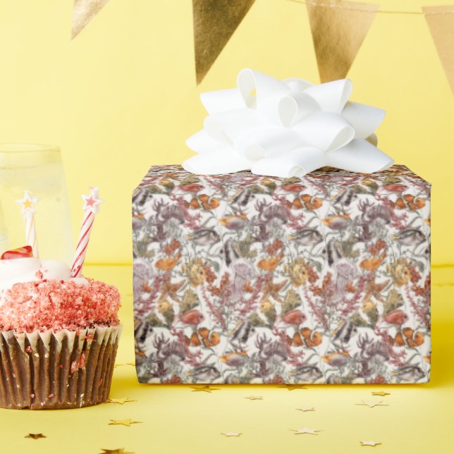 Lebensmuster der Meeresfauna Geschenkpapier (Geburtstagsparty)