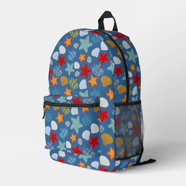 Lebensmuster unter Wasser Bedruckter Rucksack (Rückseitige Ecke Rechts)