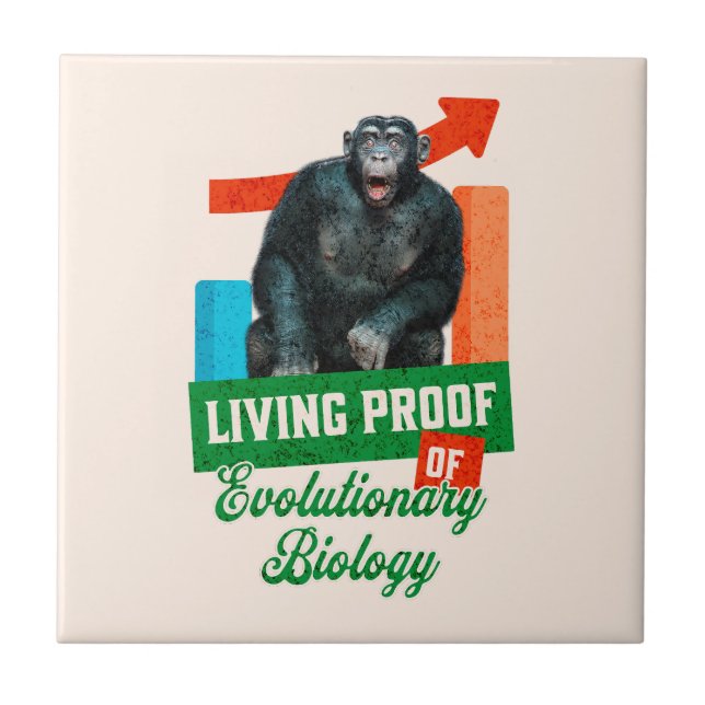 Lebensnachweis der Evolutionsbiologie Funny Chimp Fliese (Vorderseite)