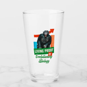 Lebensnachweis der Evolutionsbiologie Funny Chimp Glas
