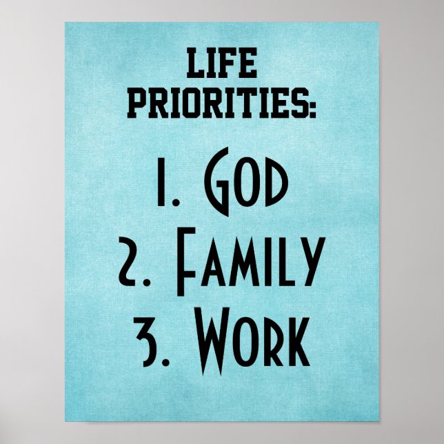 Lebensprioritäten: Gottesfamilienarbeit Poster (Vorne)