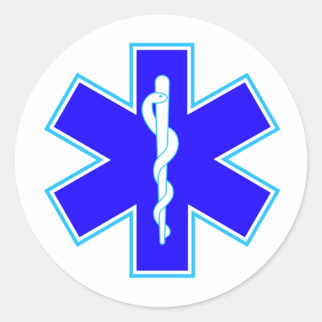 Lebensstern (Krankenwagen) Runder Aufkleber (Vorderseite)