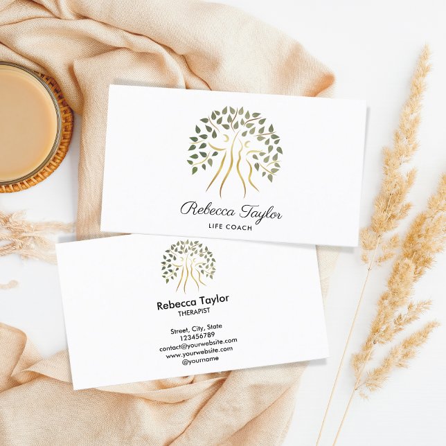 Lebenstherapeut-Fitness Visitenkarte (tree of life with man and woman)