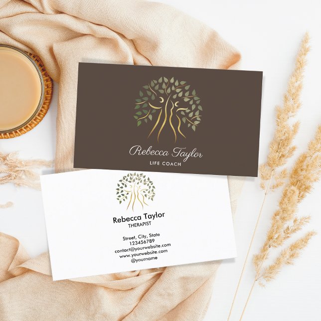 Lebenstherapeut-Fitness Visitenkarte (tree of life with man and woman)