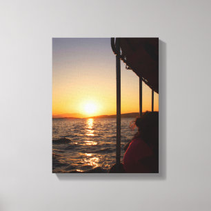 Lebensweise der Ägäis auf dem Schiff bei Sonnenu Leinwanddruck