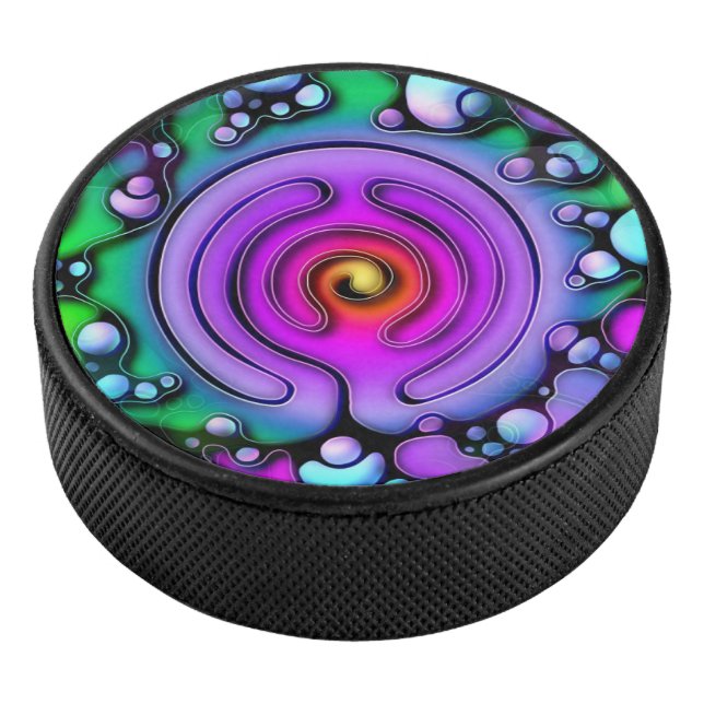Lebensweise - Muster neurografischer Kunst 2 Eishockey Puck (3/4)