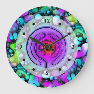 Lebensweise - Muster neurografischer Kunst 2 Große Wanduhr