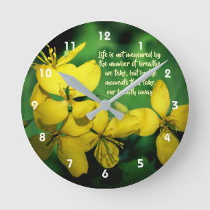 Lebensweisheit Zitat Wildblumen Runde Wanduhr