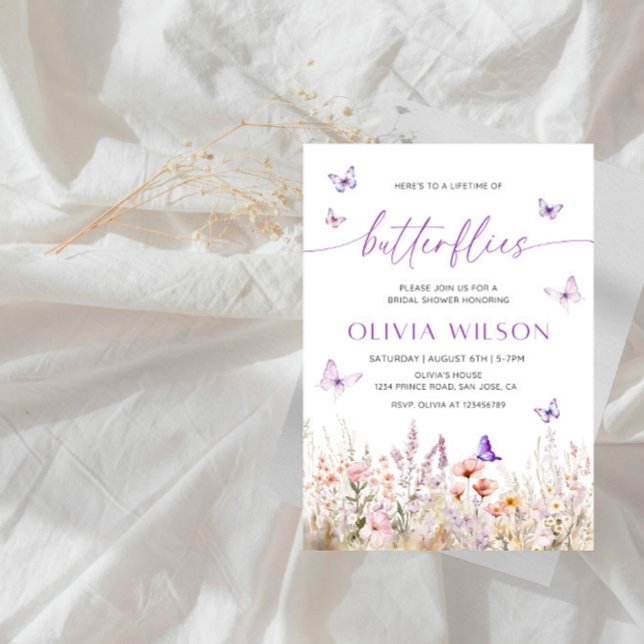 Lebenszeit des Party von Schmetterlingen im Brautp Einladung (Von Creator hochgeladen)
