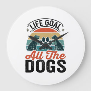 Lebensziel Alle Hunde Vintage-Hundefreund-Design_1 Große Wanduhr