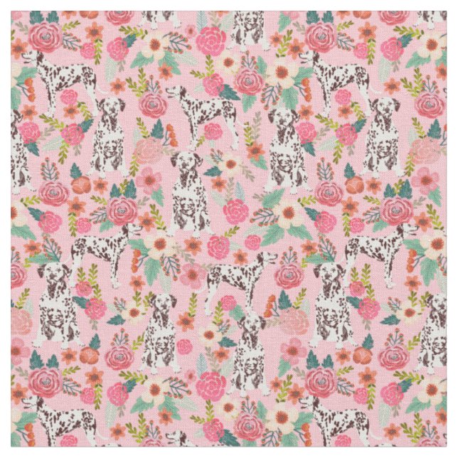 Leber-Dalmatiner-Hund rosa Blüten Stoff (Nahaufnahme)