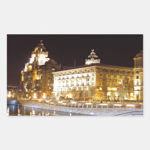 Leber-Gebäude u. Kanal, Liverpool Großbritannien Rechteckiger Aufkleber