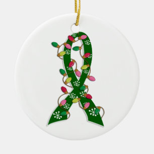 Leber-Krebs-Weihnachtslicht-Band Keramik Ornament