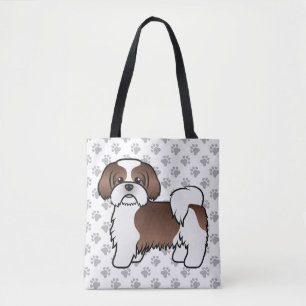 Leber und weißer Schih-Tzu-Karikatur Hund und Paws Tasche