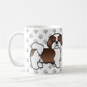 Leber und weißer Shih Tzu süßer Cartoon-Hund Kaffeetasse