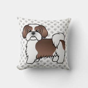 Leber und weißer Shih Tzu süßer Cartoon-Hund & Pfo Kissen