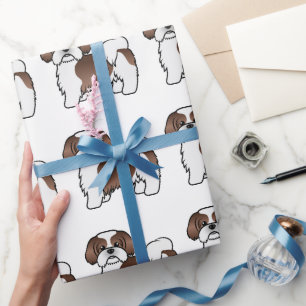 Leber-Weiß-Shih-Tzu-Cartoon-Hundemuster Geschenkpapier
