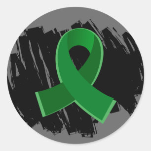 Lebererkrankung Smaragdgrüne Schleife mit Schreibe Runder Aufkleber