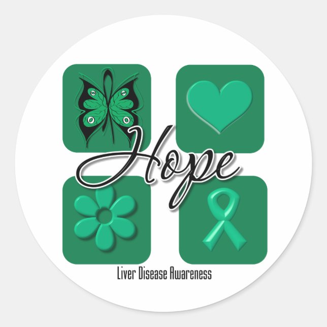 Lebererkrankungen Hoffnung Liebe Inspiriere Bewuss Runder Aufkleber (Vorderseite)