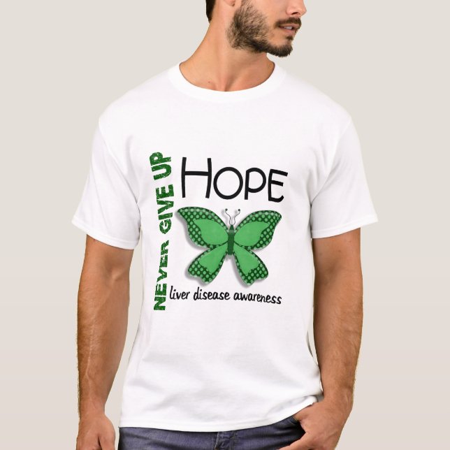 Leberkrankheit geben nie Hoffnungs-Schmetterling T-Shirt (Vorderseite)