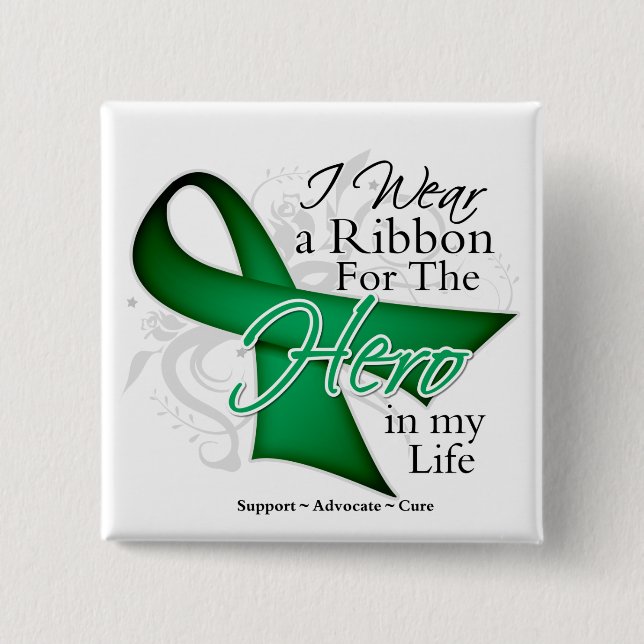 Leberkrebs-Ribbon-Held in meinem Leben Button (Vorderseite)