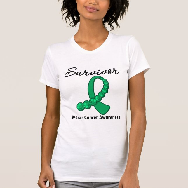 Leberkrebsüberlebung Gemstone Ribbon T-Shirt (Vorderseite)
