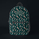 Lebhaft braun, cremefarben, dunkel aquamarin abstr bedruckter rucksack<br><div class="desc">Lebhaft braun, cremefarben und aquamarin, abstrakt mit Namen</div>