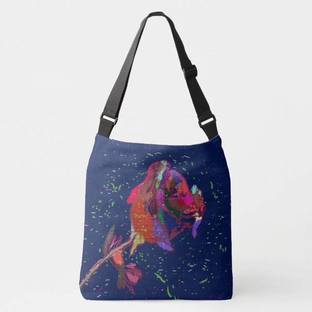 Lebhaft farbige Blume Große Crossbody-Tasche Tragetaschen Mit Langen Trägern (Vorderseite)