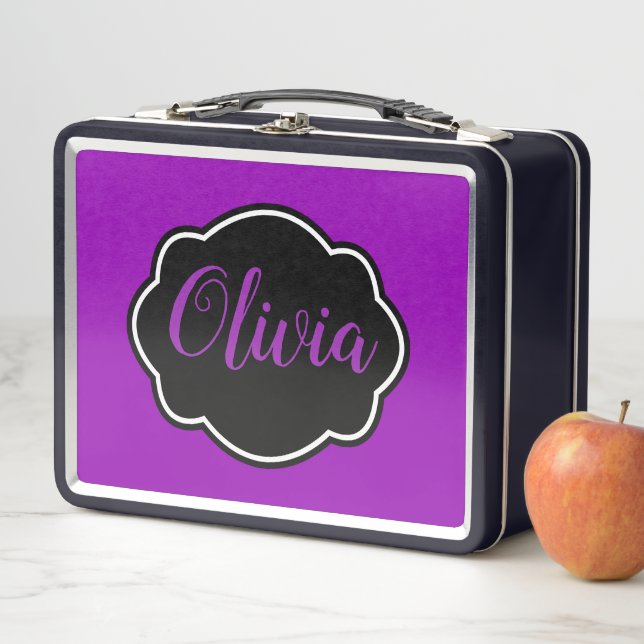 Lebhaft, kühl Fuchsia Lila Personalisiert Metall Brotdose (Beispiel)