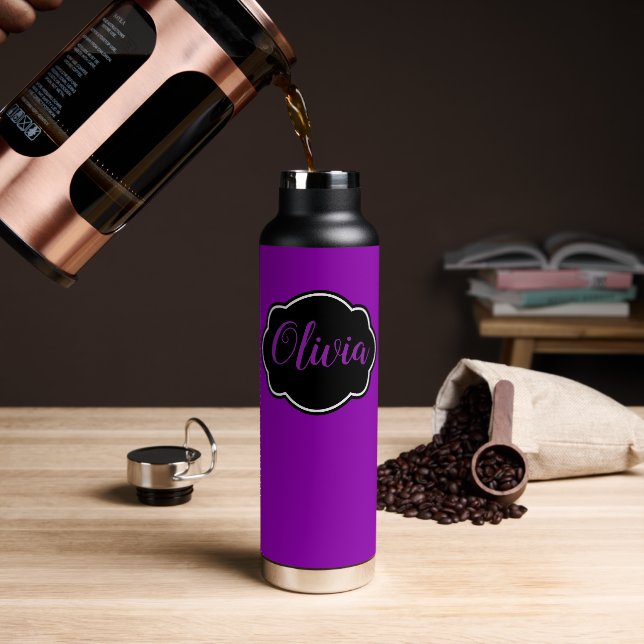 Lebhaft, kühl Fuchsia Lila Personalisiert Trinkflasche (Kaffee)