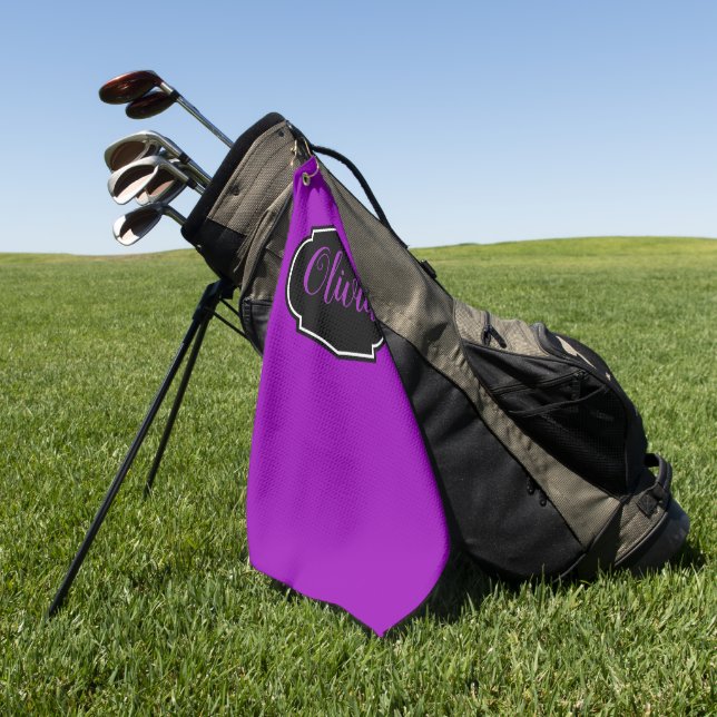 Lebhaft, kühl Lila Personalisiert Golfhandtuch (Gras)