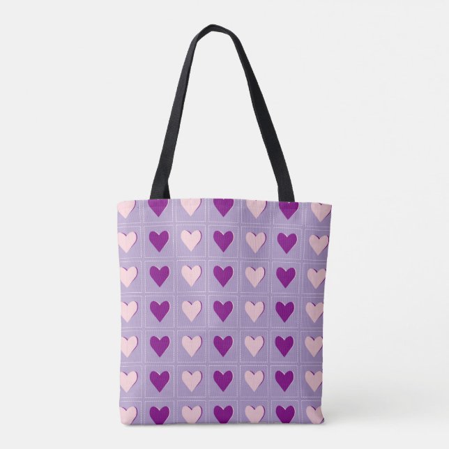 Lebhaft Lila Herz geformt Tasche (Rückseite)