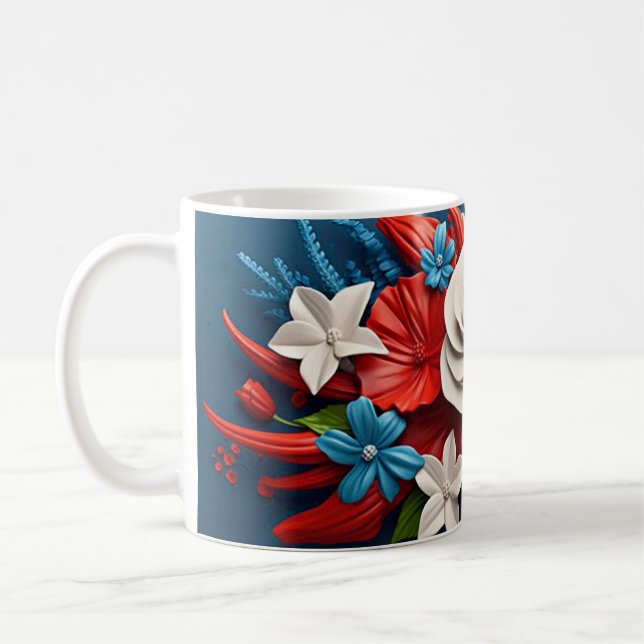 Lebhafte 3D-Blume Kaffeetasse (Links)