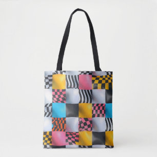 Lebhafte 3D-Checkerboard - spielerischer Retro-Pop Tasche