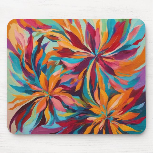 Lebhafte Abstrakte Blume Maus-Pad Mousepad (Vorne)