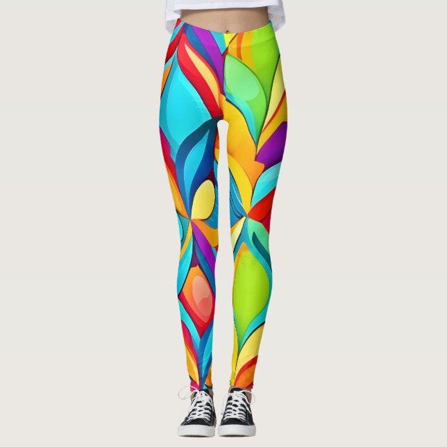 Lebhafte Abstrakte Blumenexplosion Leggings (Vorderseite)