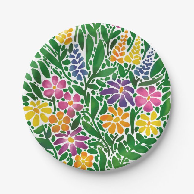 Lebhafte Abstrakte Blüte Pappteller (Vorderseite)
